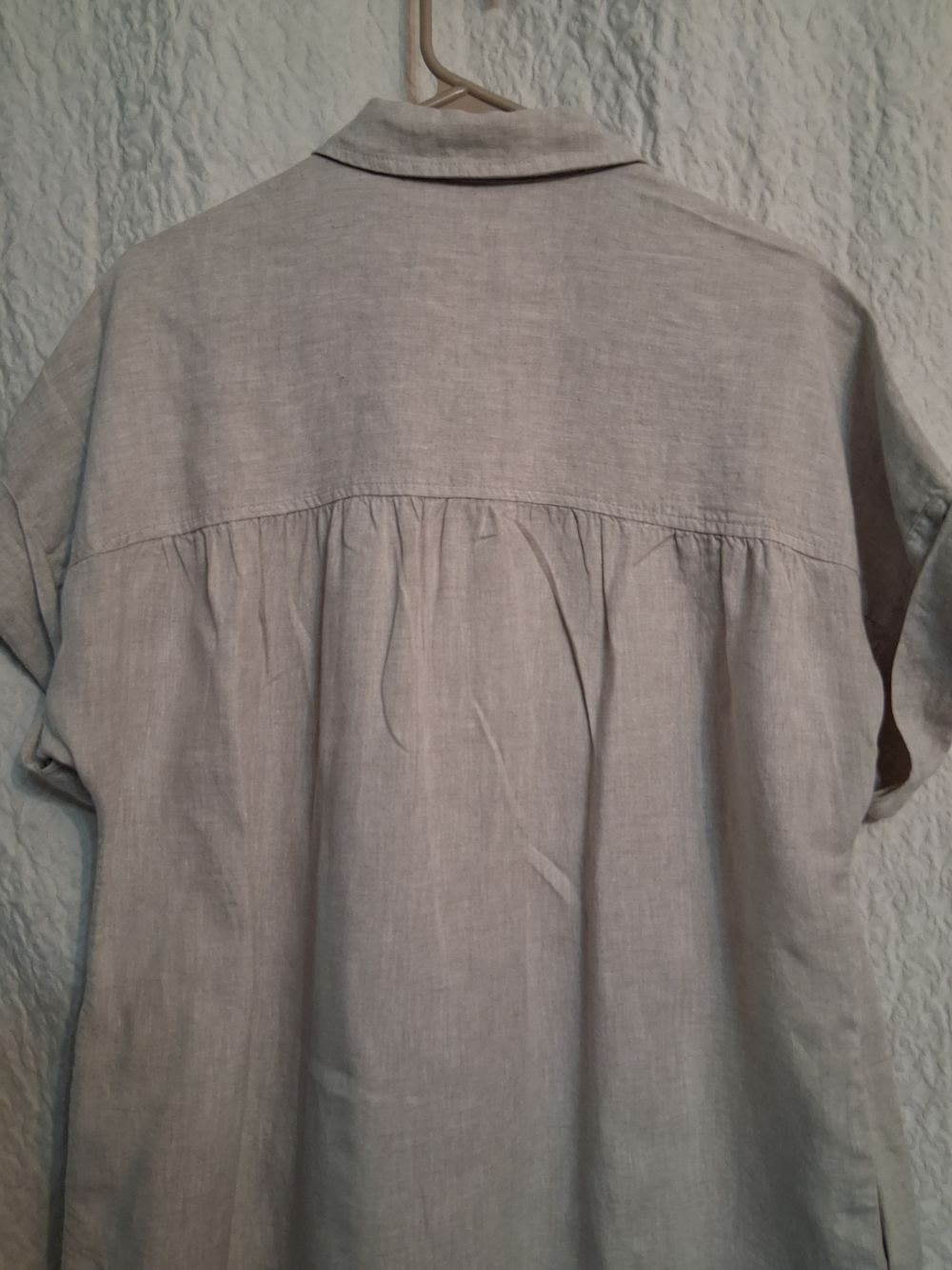 J. Crew Light Beige Linen Short-Sleeve Button-Down Dress- Casual Relaxed Fit - Picture 6 of 8